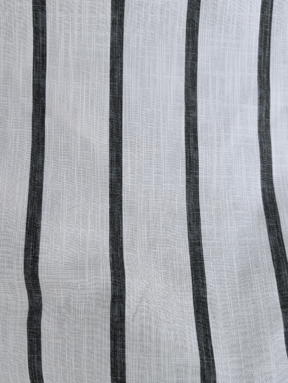 White Linen-Texture Fabric with Black Vertical Stripes 1 Yd